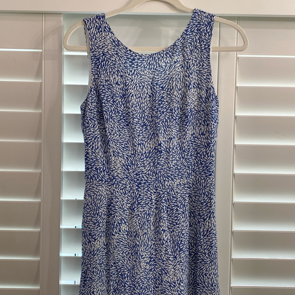 Ted Baker maxi sleeveless dress in blue and white abstract fish print size 2-4